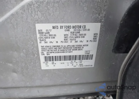 2017 Ford Edge Se from USA, damaged, VIN 2FMPK3G9XHBC01201